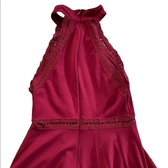 LULU'S Burgundy Red Halter Top Skater Dress Size Medium - Picture 6 of 10